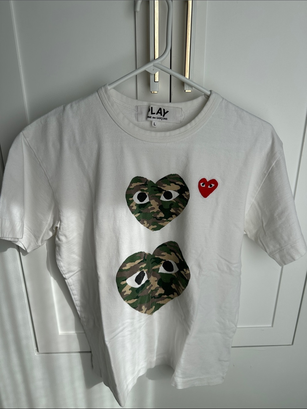 Comme des Garcons PLAY White Camo Heart Tee